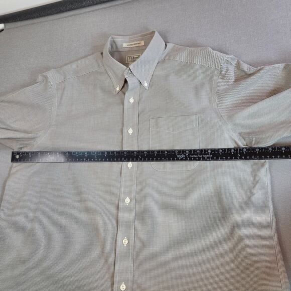 LL Bean Mens L Button Down Shirt Green Check Wrinkle Resistant Cotton Malaysia - Picture 7 of 12
